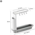 Miniatyrbilde 2 av 5: Teleskopisk oppvaskstativ for vask, justerbart oppvaskstativ, avløpskurv for benkeplate med rengjøringsvamp (grønn)
