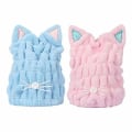 Miniatyrbillede 2 af 5: TG 2 stk Ultraabsorberende Hår Hurtigtørrende Håndklæde Mikrofiber Rosa+Blå