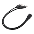Pikkukuva 2 / 5: USB 2.0 -kaapeli, USB-jakaja, 2 naarasta USB-uros virtalähteellä