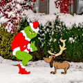Pikkukuva 4 / 4: Grinch Joulupiha-kyltit pylväillä Joulujuhliin Piha Nurmikko Ulkokoriste