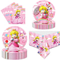 Miniatyrbillede 1 af 4: Prinsesse Peach Fødselsdagsfest Service - Prinsesse Peach Tallerkener og Servietter Fødselsdagsfestartikler til 20 Gæster