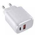 Miniatyrbild 1 av 3: TG Kraftfull 18W USB / USB-C Väggadapter Vit