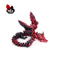 Miniatyrbillede 1 af 11: Hot salg 3D-printet krystal flyvende dragevinger, led kan bevæges, kreative drageornamenter, håndlavede gaver, legetøj 14cm Red and black gradient
