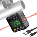 Digital vinkelmåler inklinometer, firesidet magnetisk base, baggrundsbelyst display, USB-opladning, til træbearbejdning og bordsave, sort