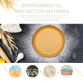 Miniatyrbild 3 av 5: Återanvändbara plasttallrikar, miljövänliga, lätta, vetehalm, 4-pack