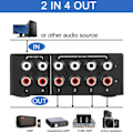 Miniatyrbilde 4 av 5: 4-veis dobbelt retnings RCA Stereo Audio Switch 2 Inn 4 Ut eller 4 Inn 2 Ut L/R Jack Lydkanal RCA Audio Switcher Selector