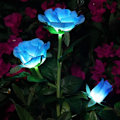 Miniatyrbilde 1 av 5: Kunstige Rose Solblomst Lys Utomhus Dekorative Solcelle LED-lys IP44 Vanntett for Patio, Hage, Plen, Balkong (Blå, 1 stk)