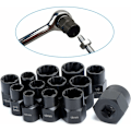 Miniatyrbilde 4 av 5: 13 stk. Twist Socket Sett, 9,5 mm Skadet Boltuttrekker, Håndtak Mutteruttrekker Socket Sett for Fjerning av Låsehjulsmuttere