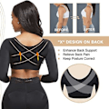 Miniatyrbillede 2 af 5: Dame Shapewear 3/4 Ærme Arm Shaper Front Lukning Kompression BH Efter Operation Holdningskorrigerende Linned SVART L