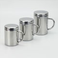 Miniatyrbilde 2 av 5: 304 Rustfritt Stål Dobbel Isolasjon Kaffe Drikke Melk Vann Kopper Slitesterk Drikkkopp med Lopp 200ml
