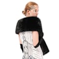 Miniatyrbillede 5 af 5: Dame Vinter Kunstig Pels Sjal Wrap Hals Sjal Shrying (Sort)