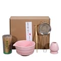 Ceramic Matcha Tea Set with Bowl, Whisk Holder & Whisk, 5-piece Pink Set pink_yux pink