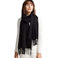 Miniatyrbillede 1 af 5: Stor blød Cashmere Silkeslen Pashmina Wrap Scarf til kvinder - Sort