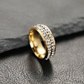 Miniatyrbild 1 av 2: Rostfritt stål diamant ring dubbel rad cirkel diamant ring 9#