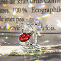 Miniatyrbilde 3 av 5: Krystallmarihøne på soppfigur, samleobjekt i glass, pynt for hjemmet