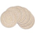 Pikkukuva 1 / 7: 6 kpl Beige Puuvillaisia Aluslautasia, 38cm Pyöreät, Lämpöä Kestävät, Pestävät, Keittiö pöydän Koristelu Beige kantad