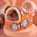 Miniatyrbild 4 av 5: Ekorrhus Minibur Plyschfoder Husdjur Sovsäng Hamster Igelkott Varmbo Husburtillbehör Qinhai (Storlek, färg: L-orange