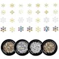 Miniatyrbillede 1 af 4: 4 stk. Snefnug Nail Art Tilbehør 3D Charm Paljetter
