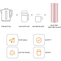 Miniatyrbillede 5 af 5: 1 x Mini Rejsekedel, 400 ml Lille Kedel i Rustfrit Stål, Pink, 3-i-1 Elektrisk Kop, Velegnet til Te, Mælk og Kaffe