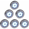 Trådlös LED-rörelsesensorlampa för garderob, trappor, hall, kök, sovrum (6 st) (Silverfärgat skal (Vitt ljus)