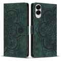 Mandala Embossed Retro Frosted Leather Phone Case Green For Samsung Galaxy S25 Edge 5G
