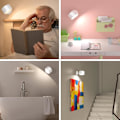 Miniatyrbillede 7 af 7: Væglampe LED Lampe Genopladelig Batteri Væglampe Dæmpbar med 3 Farvetilstande 3 Lysstyrker 360° Drejelig Berøringsstyring Soveværelsesvæglamper