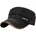 Miniatyrbillede 1 af 5: Fladt Top Cap, Bomuld Baseball Cap, Klassisk Plain Vintage Army Military Cadet Style Cap Hat, Justerbar Metal Spænde Klassiske Kepsar