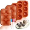 Miniatyrbillede 2 af 5: 4 stk forme, varm form med 6 halvkugleformede geléhuller, med 2 dråbeforme til at lave varme chokoladebomber, Coco Bom