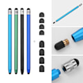 Miniatyrbillede 1 af 4: 2 i 1 Universal Stylus Pen til alle Touchscreen Tablets Mobiltelefoner med 8 ekstra udskiftelige bløde gummispidser 4stk Sort/kongeblå/grøn/