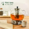 Glass teapot with infuser and tea warmer in gift box - 1.5 liters - Keeps warm for a long time - Dishwasher safe