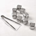 Miniatyrbilde 3 av 5: Gjenbrukbare isbiter i rustfritt stål, 8 stk isbiter sett med tang og isbitbrett (sett med 8)