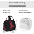 Miniatyrbilde 4 av 5: Myelom Bevissthet Burgunder Bånd Unisex Isolerende Matpose Tote Bag Lunsjboks Kjølevesker For Utendørs / Arbeid / Universitet