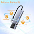 Pikkukuva 5 / 5: 5-in-1 USB C 4K HDMI -sovitin 100 W PD USB 3.0 & 2.0 Ethernet-portilla MacBook Pro Chromebook XPS:lle ja USB C -laitteille 5 in 1  100Mbps