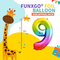Miniatyrbillede 2 af 5: 9-års balloner farvede - stor nummer 9 ballon nummer 9 -