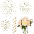 Blomsterarrangemangshållare, 3-delad guld, rostfritt stål med 6 stift, återanvändbart bukettgaller för vaser