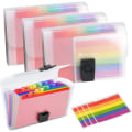 Miniatyrbillede 1 af 5: Galaxy 4-pak mini-dokumentmappe A6 7,1 x 4,45 x 1,1 tommer Regnbue Udvidende Mappe 13-lommer organiser