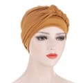Miniatyrbillede 8 af 10: Side braid multicolor blød hovedtørklæde hat muslim kemoterapi hat ny stk Denim Blue
