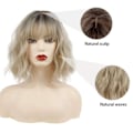 Pikkukuva 3 / 5: TG Kort gradient Blond Peruk Aaltomainen Bob Bob Bob Peruk Ilma Bangs Wom