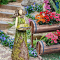 Miniatyrbillede 4 af 5: Fe-statue med fuglefoder Statue Skulptur Plænedekoration