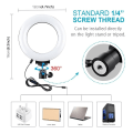 Miniatyrbillede 4 af 5: Puluz 4,7\" USB 3-trins Dæmpbar LED Ring Videolys med Bordstativ LED-ring Sort og Bordstativ