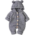 Pikkukuva 1 / 3: Vastasyntyneen vauvan kuulosuojaimet neulottu haalari jumpsuit lämpimämpi lumipuku pojille tytöille harmaa 66cm 66 cm 66 cm Grey