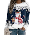 Miniatyrbillede 3 af 4: Dam Jul Toppar Snögubbe Sweatshirts Långärmad Blus A L