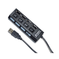 Pikkukuva 3 / 4: 4 Portin USB-Hub 2.0 High Speed ​​Hub On/Off -kytkin LED-valolla Musta