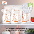 Miniatyrbilde 3 av 5: Oppbevaringsposer for morsmelk - 30 poser med 250 ml - SYMPA Design - Melk