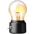 Miniatyrbillede 1 af 4: Stay Real Creative Retro Nostalgisk Britisk Pærelampe Genopladelig USB Natlampe Sengelampe Stemningslys Køkken Skab Ganglys (Sort)