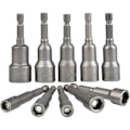 Miniatyrbilde 2 av 5: 10 stk. Magnetisk sekskantpipe-sett 6-15mm Slagtrekkerpipe, Magnetiske sekskantpipenøkler Pipesett Magnetisk 1/4 sekskantpipeadapterverktøy
