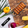 Miniatyrbillede 1 af 5: Grillkurv Metal Mesh Grill Pølseholder Net Picknickkamera Sort En One Size