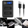 Miniatyrbillede 2 af 5: LP E12 Batterilader med LCD-skærm, Dobbelt USB-opladning til Canon EOS M, EOS M2