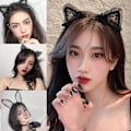 Miniatyrbilde 5 av 5: Søt Blonder Kattøremaske Cosplay Hodebånd Dame B