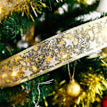 Miniatyrbilde 2 av 5: Nye LED-båndlys, satenglys, julebåndlys, juletrepyntlys, dobbeltlags gullbelagte lysende båndlys Silver Ribbon-Color 3m 30m light - two batteries